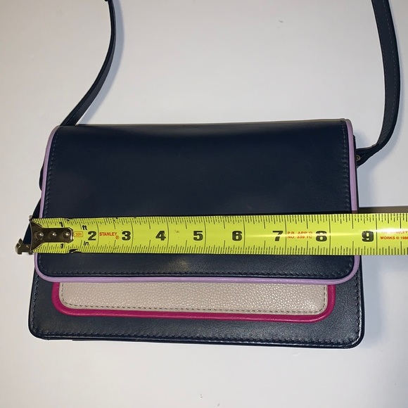 RADLEY London Navy Blue Leather Crossbody Purse with Pink and Purple Accents - Picture 13 of 14